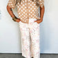 Dark Khaki Polka Dot Short Sleeve Button Down Sweater Cardigan