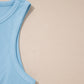 Dark Blue Ribbed Slim Tank Pocketed Wide Leg Shorts Set