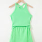 Sky Blue Slim Tank Top Elastic Waist Mini Skort 2pcs Outfit