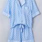 Sky Blue Dotted Print Soft Short Pajama Set