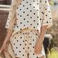 Pink Polka Dot Short Sleeve Loose Top Drawstring Shorts Set