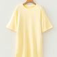 Yellow Cream Eyelet Embroidered Lace Splicing Sleeve Loose T Shirt Dress