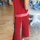 Navy Blue Color Block Detail Casual Two-piece Set