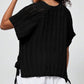 Ashleigh Blue Plus Size Open Knit Bow Tie Short Sleeve Sweater