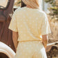 Pink Polka Dot Short Sleeve Loose Top Drawstring Shorts Set
