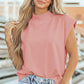 Yellow Solid Color High Neck Cap Sleeve Loose Top