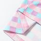 Purple Checkered Pattern Short Sleeve Pajamas Set