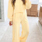Yellow Cream Eyelet Embroidered Lace Patchwork Cropped Pullover Drawstring Pants Set
