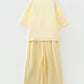 Yellow Cream Solid Color Eyelet Lace Panel Accent Plus Size 2pcs Outfit