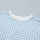 Pink Plaid Baggy Pullover Drawstring Casual Shorts 2pcs Outfit