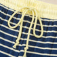 Blue Stripe Color Block Patchwork Zip V Neck Pullover Loose Pants 2pcs Set