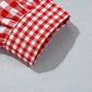 Red Plaid Long Sleeve Button Down Frill Detail Casual Shirt