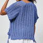 Ashleigh Blue Plus Size Open Knit Bow Tie Short Sleeve Sweater