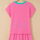 Yellow Cream Soft Ribbed Color Block Trim Casual Short Set
