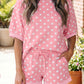 Green Polka Dot Oversized Top Drawstring Short Set