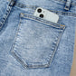 Beau Blue Acid Wash Pocket Detail Flare Jeans