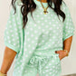 Green Polka Dot Oversized Top Drawstring Short Set