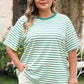 Green Stripe Plus Size St Patricks Day Round Neck T Shirt