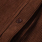 Coffee Solid Color Ruffle Trim V Neck Long Sleeve Button Corduroy Shakcet