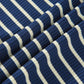 Blue Stripe Color Block Patchwork Zip V Neck Pullover Loose Pants 2pcs Set