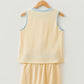 Yellow Contrast Trim Ribbed Tank Split Skort 2pcs Set