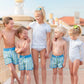 Men's Blue and Green Striped Swim Trunks-FINAL SALE