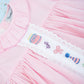 Party Time Hand Embroidered Pink Gingham Dress