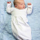 Smocked Baby Gown in White Knit